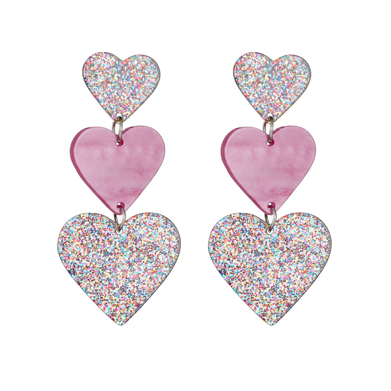 Sweet Heart Shape Arylic Sequins Women's Drop Earrings