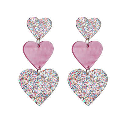 Sweet Heart Shape Arylic Sequins Women's Drop Earrings