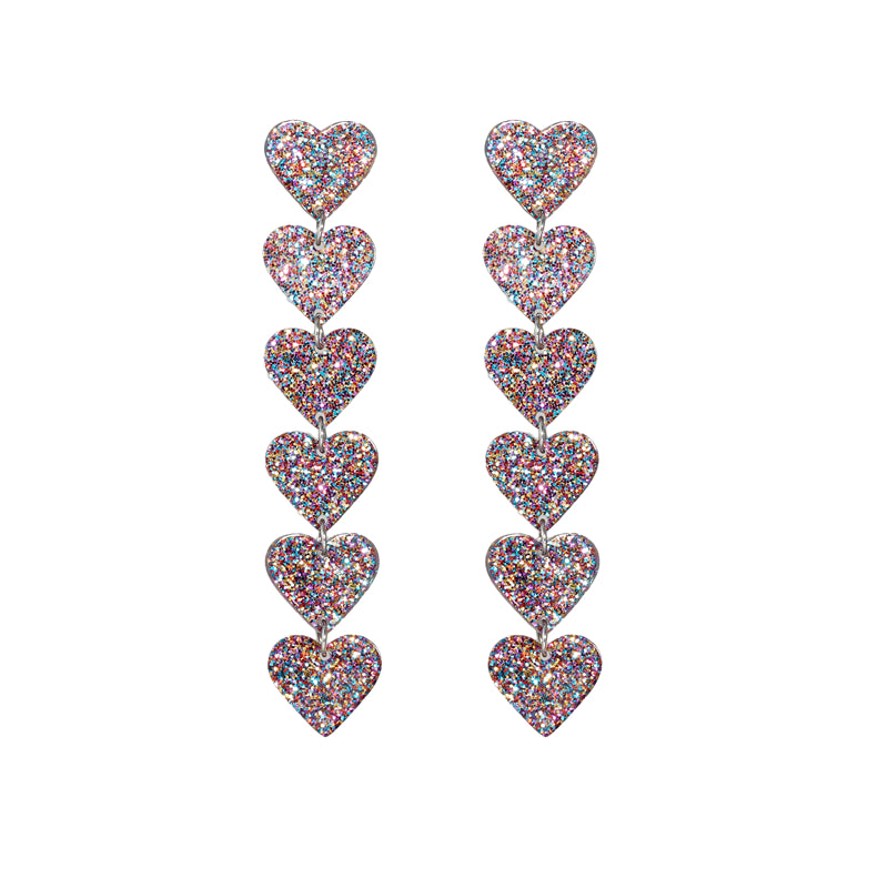 Sweet Heart Shape Arylic Sequins Women's Drop Earrings