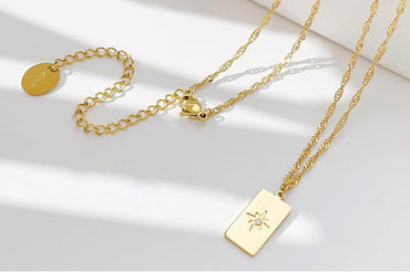 Elegant Lady Star Rectangle Stainless Steel Titanium Steel Plating Pendant Necklace