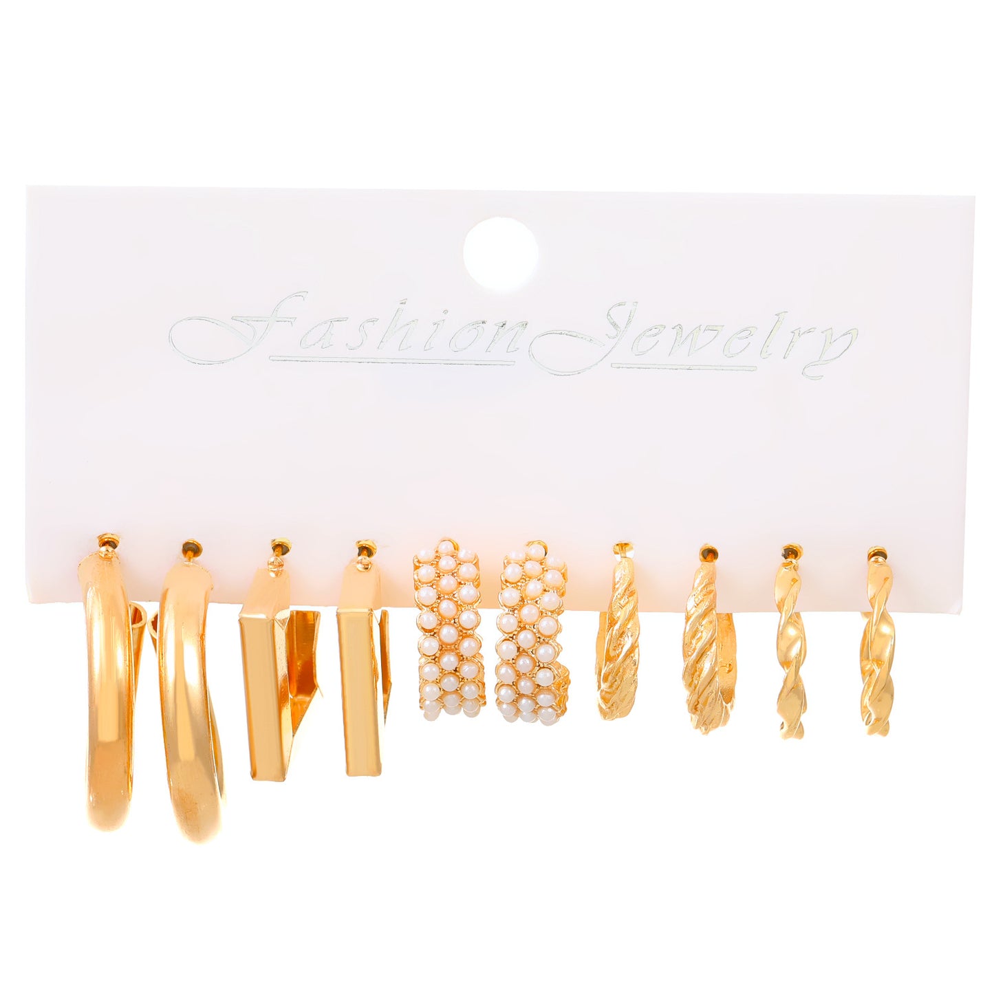 1 Set Ig Style Geometric Plating Inlay Alloy Artificial Pearls Rhinestones 14k Gold Plated Earrings