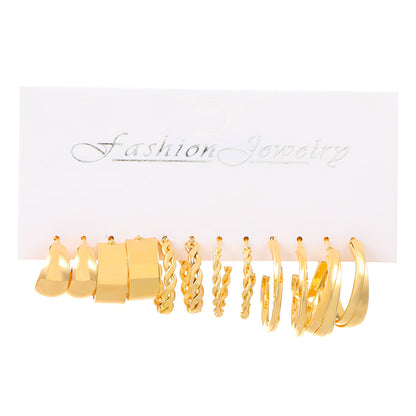 1 Set Ig Style Geometric Plating Inlay Alloy Artificial Pearls Rhinestones 14k Gold Plated Earrings