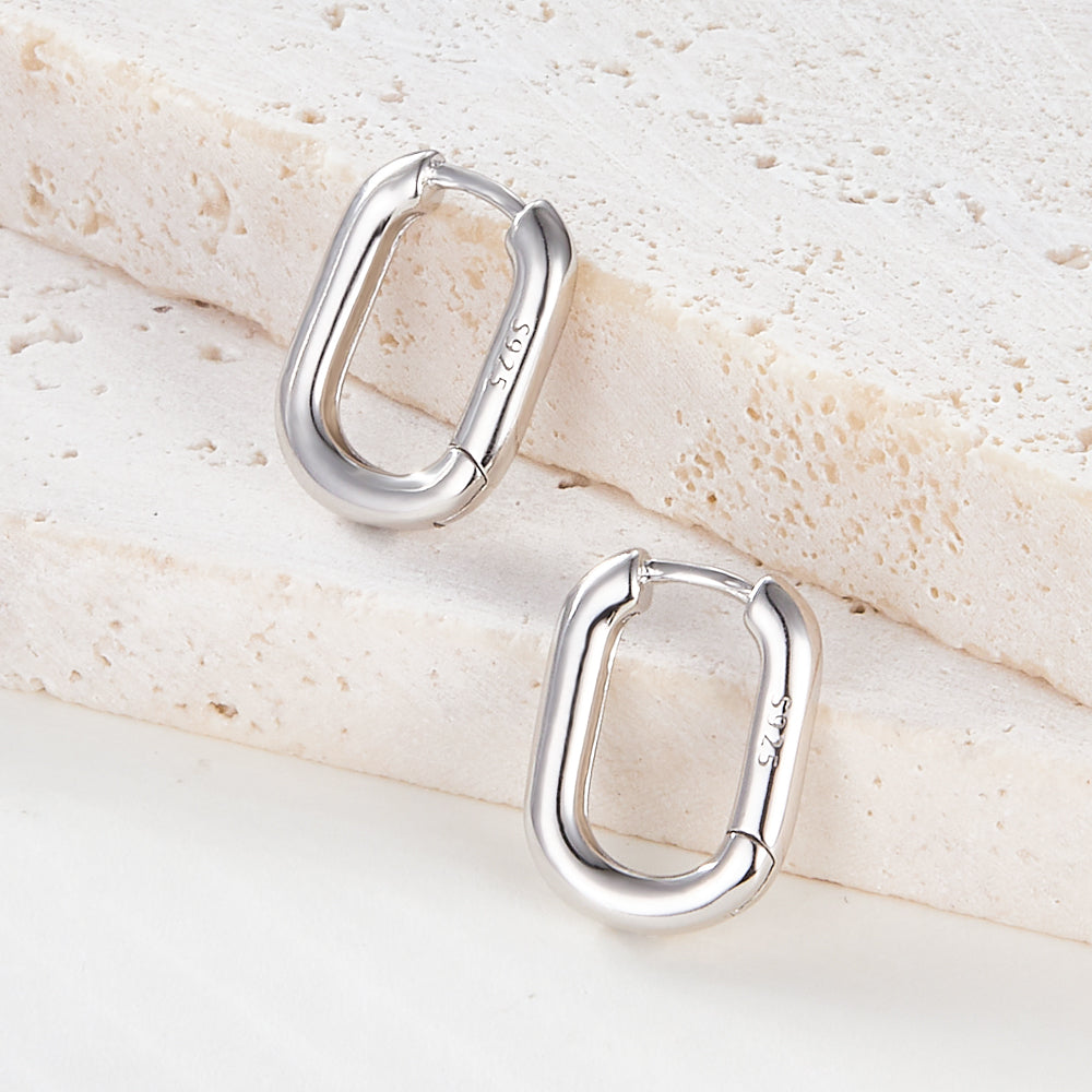 1 Pair Vintage Style Simple Style Commute Square Plating Sterling Silver 18k Gold Plated White Gold Plated Earrings