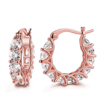 Fashion Full Inlaid Zircon Copper Lace Earrings U-shaped Earrings