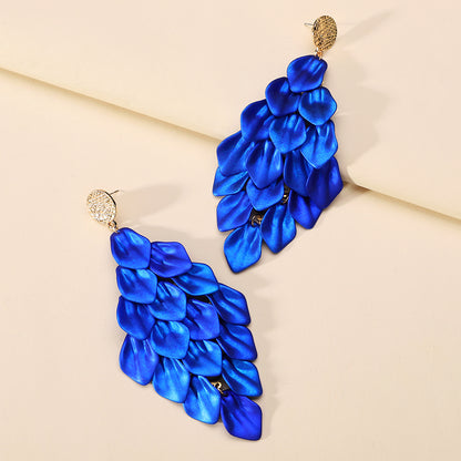 1 Pair Exaggerated Sweet Petal Arylic Zinc Alloy Dangling Earrings