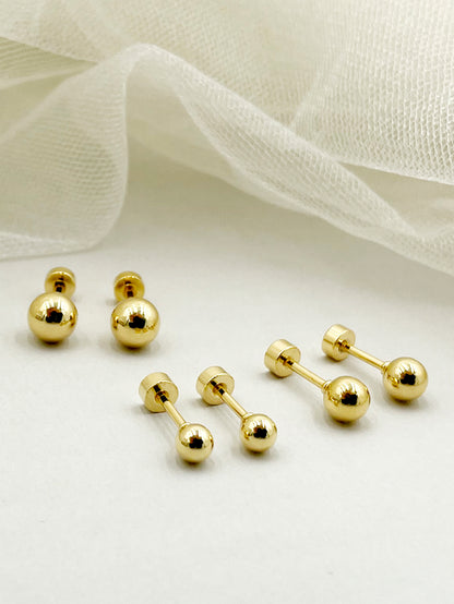 1 Pair Simple Style Round Solid Color Plating Stainless Steel Gold Plated Ear Studs