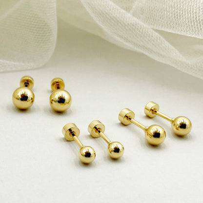 1 Pair Simple Style Round Solid Color Plating Stainless Steel Gold Plated Ear Studs