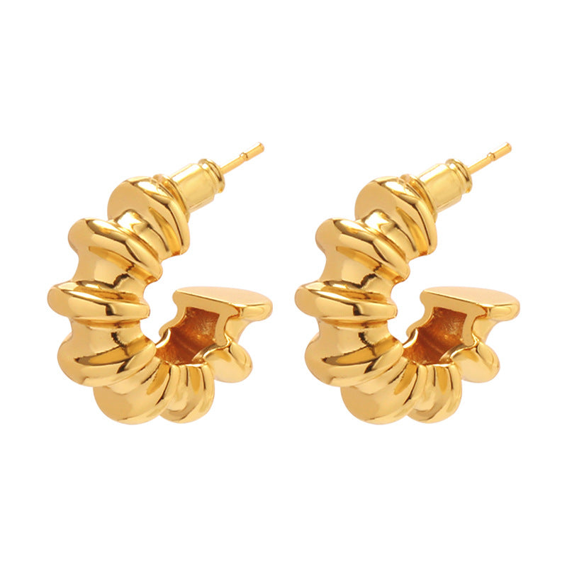 1 Pair Retro C Shape Spiral Plating Copper Ear Studs