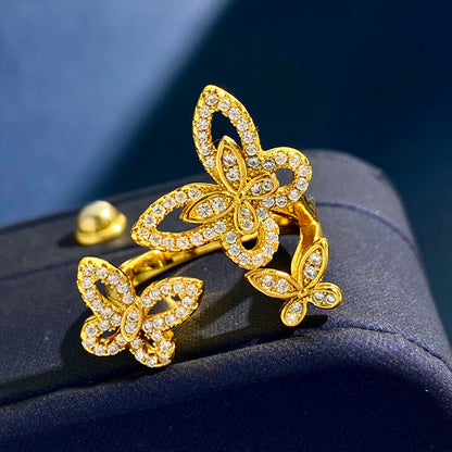 Elegant Lady Butterfly Copper Inlay Zircon Bracelets Earrings Necklace