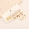 1 Set Lady Commute Letter Star Heart Shape Inlay Stainless Steel Zircon Earrings