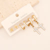 1 Set Lady Commute Letter Star Heart Shape Inlay Stainless Steel Zircon Earrings