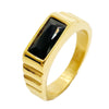 Retro Rectangle Stainless Steel Gold Plated Zircon Rings In Bulk