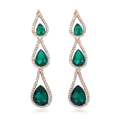 Glam Luxurious Lady Water Droplets Alloy Inlay Rhinestones Women's Drop Earrings