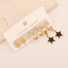 1 Set Classic Style Commute Star Moon Heart Shape Enamel Inlay Stainless Steel Zircon Earrings