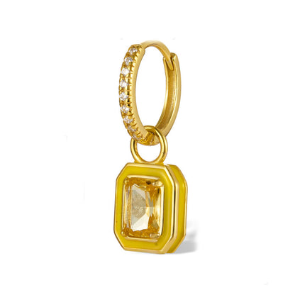 1 Piece Simple Style Classic Style Square Plating Inlay Sterling Silver Zircon 18k Gold Plated Drop Earrings