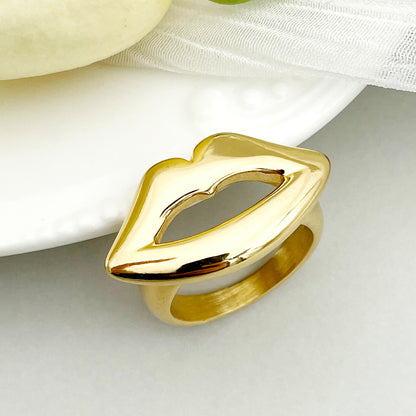 Artistic Lips Stainless Steel Plating Gold Plated Rings