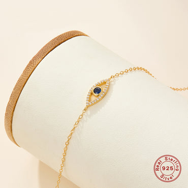 Cute Romantic Eye Sterling Silver Plating Inlay Zircon 18k Gold Plated Bracelets