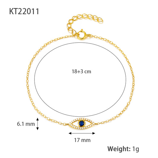 Cute Romantic Eye Sterling Silver Plating Inlay Zircon 18k Gold Plated Bracelets