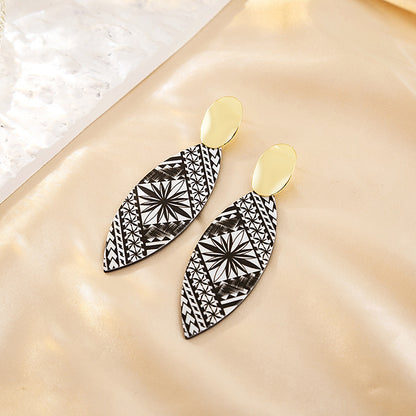 Casual Ethnic Style Round Heart Shape Flower Arylic Plating Women's Drop Earrings