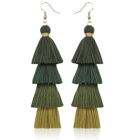 Casual Color Block Alloy Tassel Women's Drop Earrings