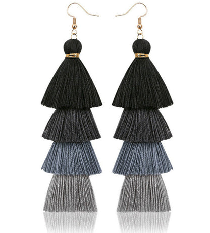 Casual Color Block Alloy Tassel Women's Drop Earrings