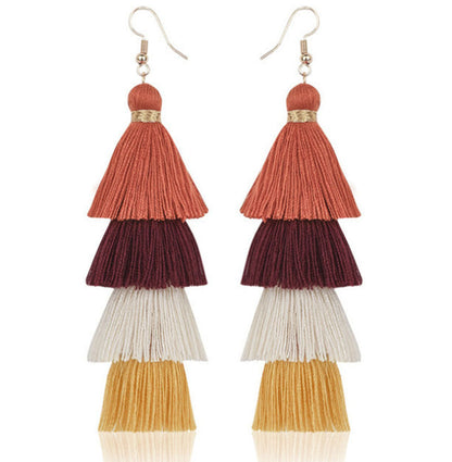 Casual Color Block Alloy Tassel Women's Drop Earrings