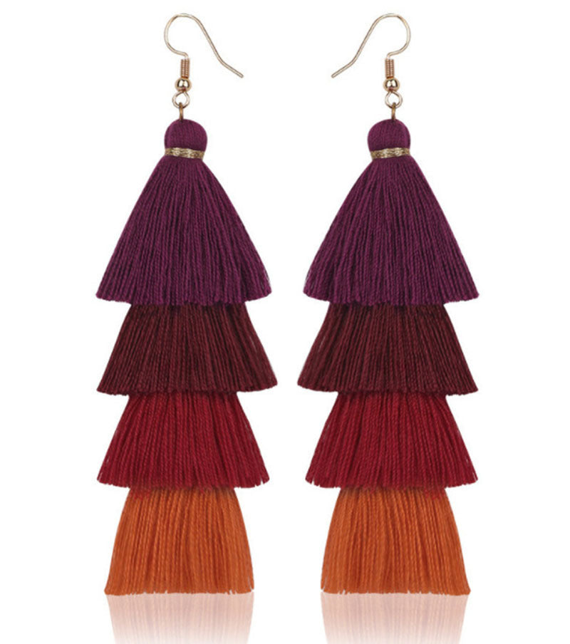 Casual Color Block Alloy Tassel Women's Drop Earrings