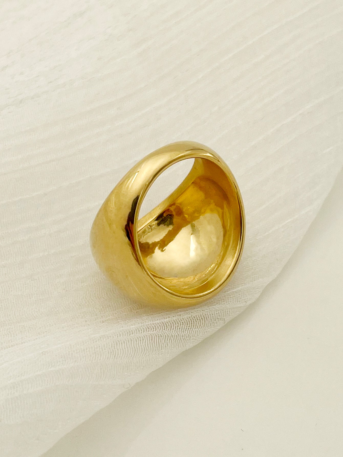 Casual Simple Style Solid Color Stainless Steel Gold Plated Rings In Bulk