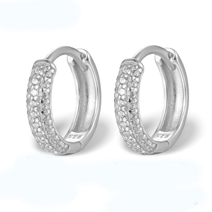 1 Pair Elegant Solid Color Plating Inlay Sterling Silver Zircon 18k Gold Plated White Gold Plated Earrings