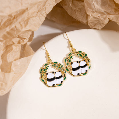 Cartoon Style Cute Animal Circle Alloy Enamel Plating Inlay Rhinestones Women's Drop Earrings