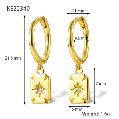 1 Pair Lady Classic Style Geometric Heart Shape Plating Inlay Sterling Silver Zircon 18k Gold Plated White Gold Plated Drop Earrings