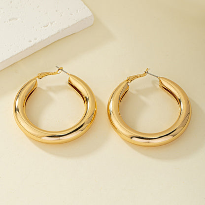 Simple Style Commute Circle Alloy Plating Women's Hoop Earrings