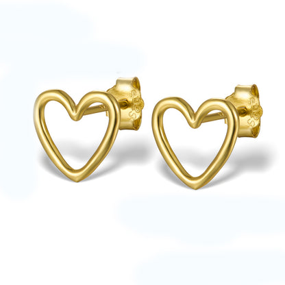 1 Pair Sweet Heart Shape Plating Hollow Out Sterling Silver 18k Gold Plated White Gold Plated Ear Studs