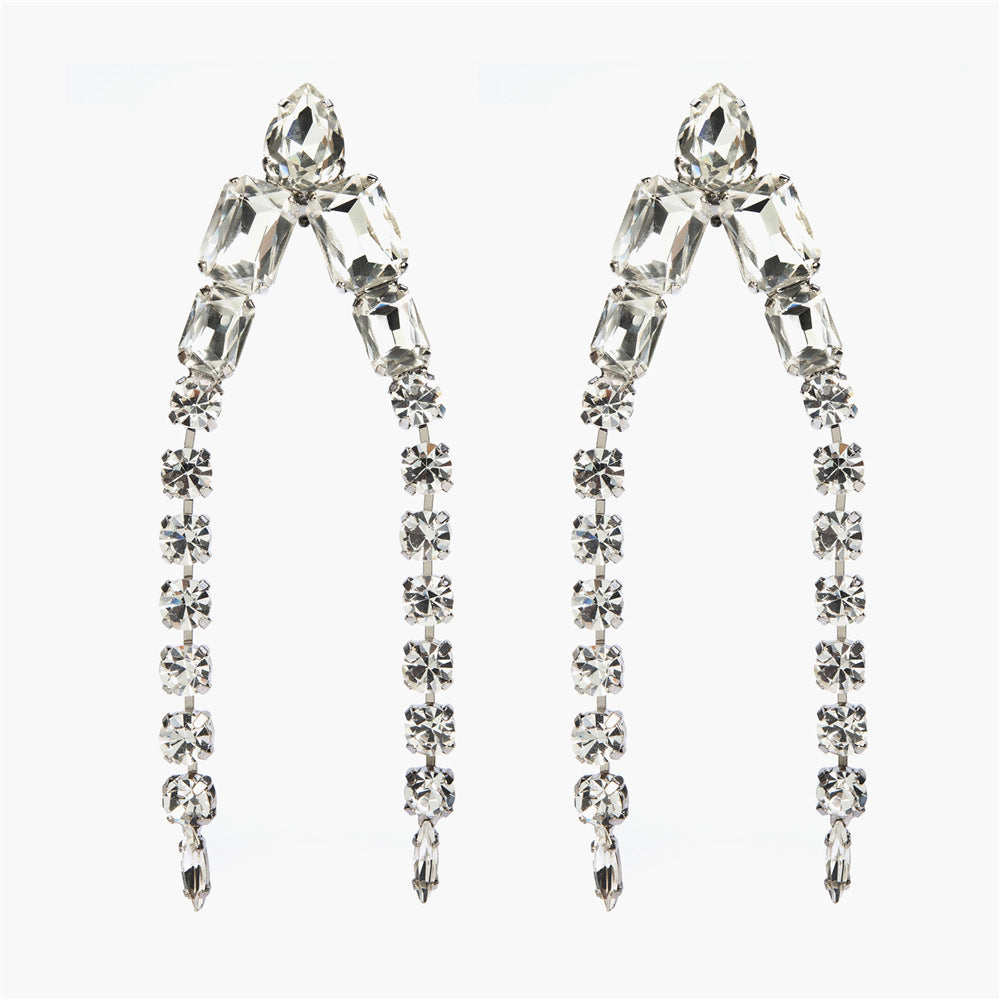 1 Pair Retro Solid Color Plating Inlay Alloy Rhinestones Drop Earrings