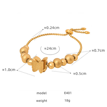 Elegant Luxurious Shiny Butterfly Titanium Steel Plating Inlay Zircon 18k Gold Plated Bracelets