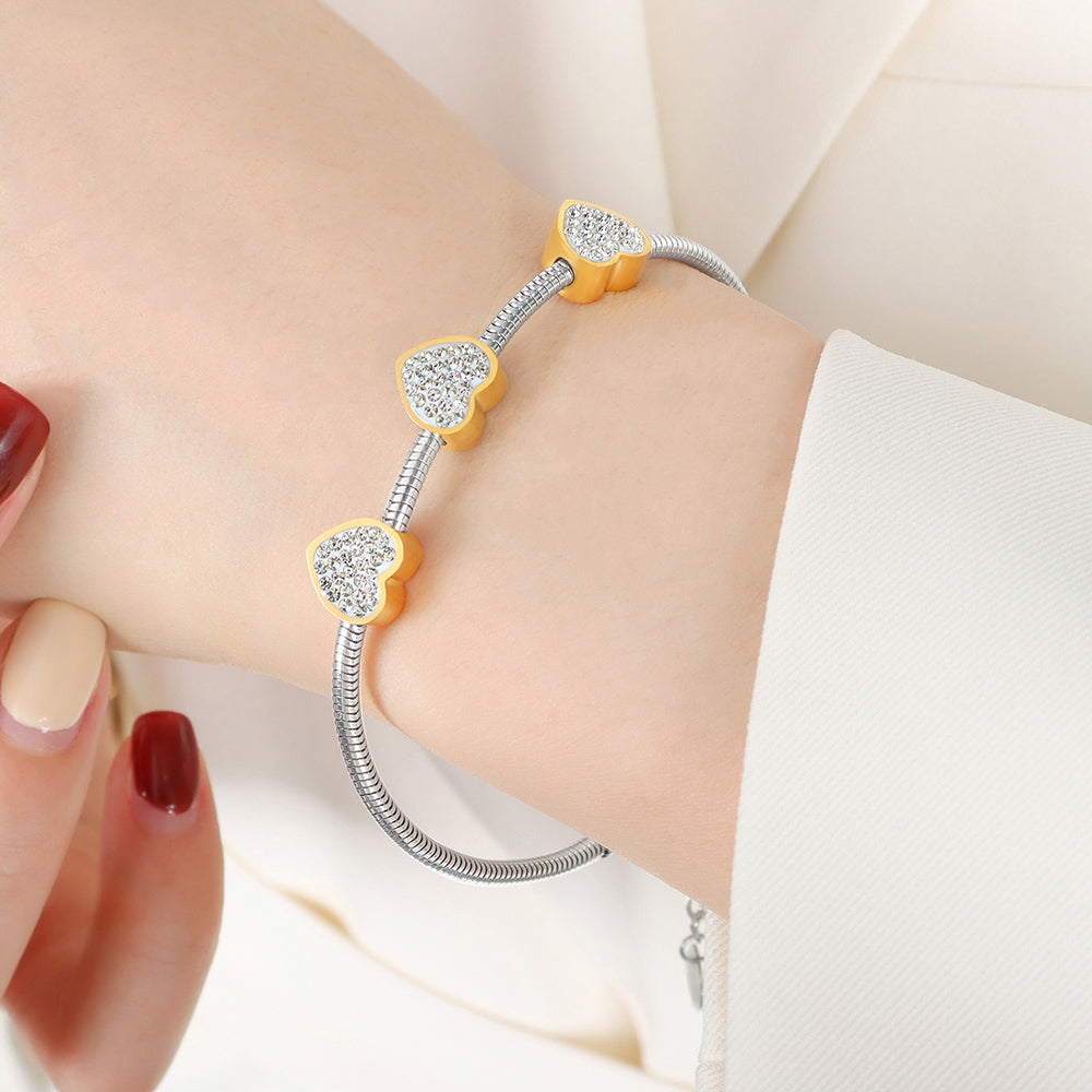 Elegant Luxurious Shiny Butterfly Titanium Steel Plating Inlay Zircon 18k Gold Plated Bracelets