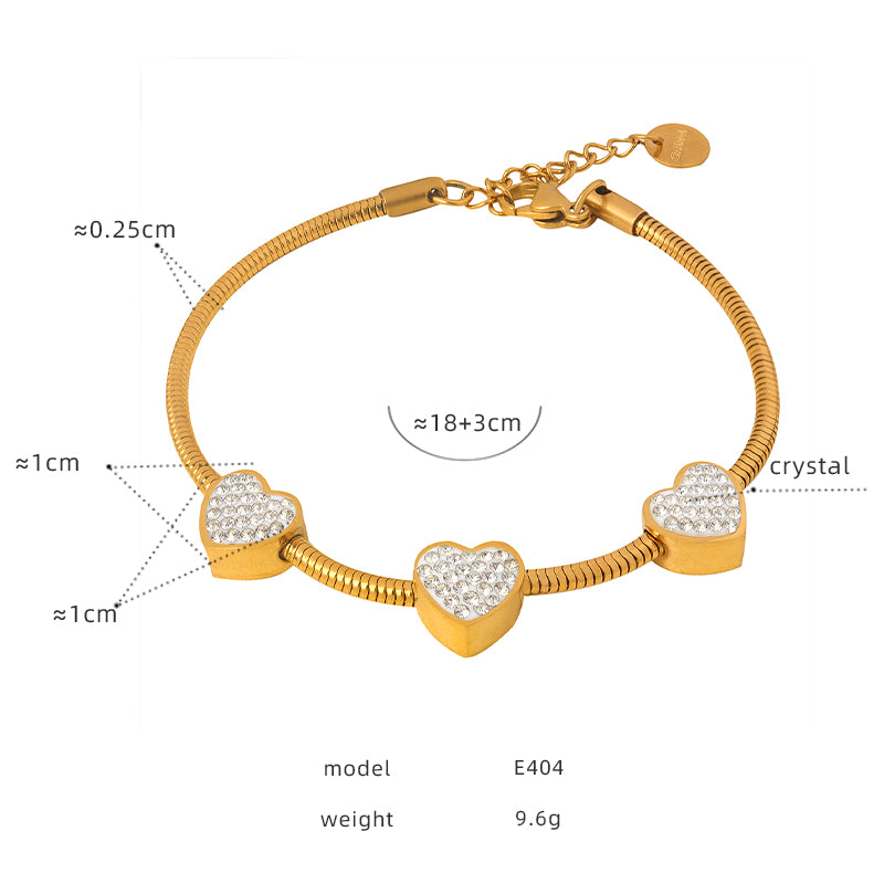 Elegant Luxurious Shiny Butterfly Titanium Steel Plating Inlay Zircon 18k Gold Plated Bracelets