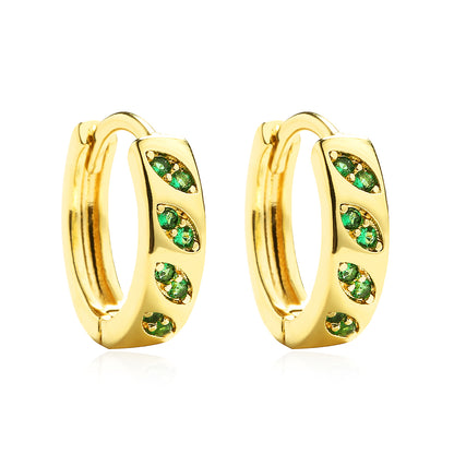 1 Pair Vintage Style Round Plating Inlay Copper Zircon 18k Gold Plated Hoop Earrings