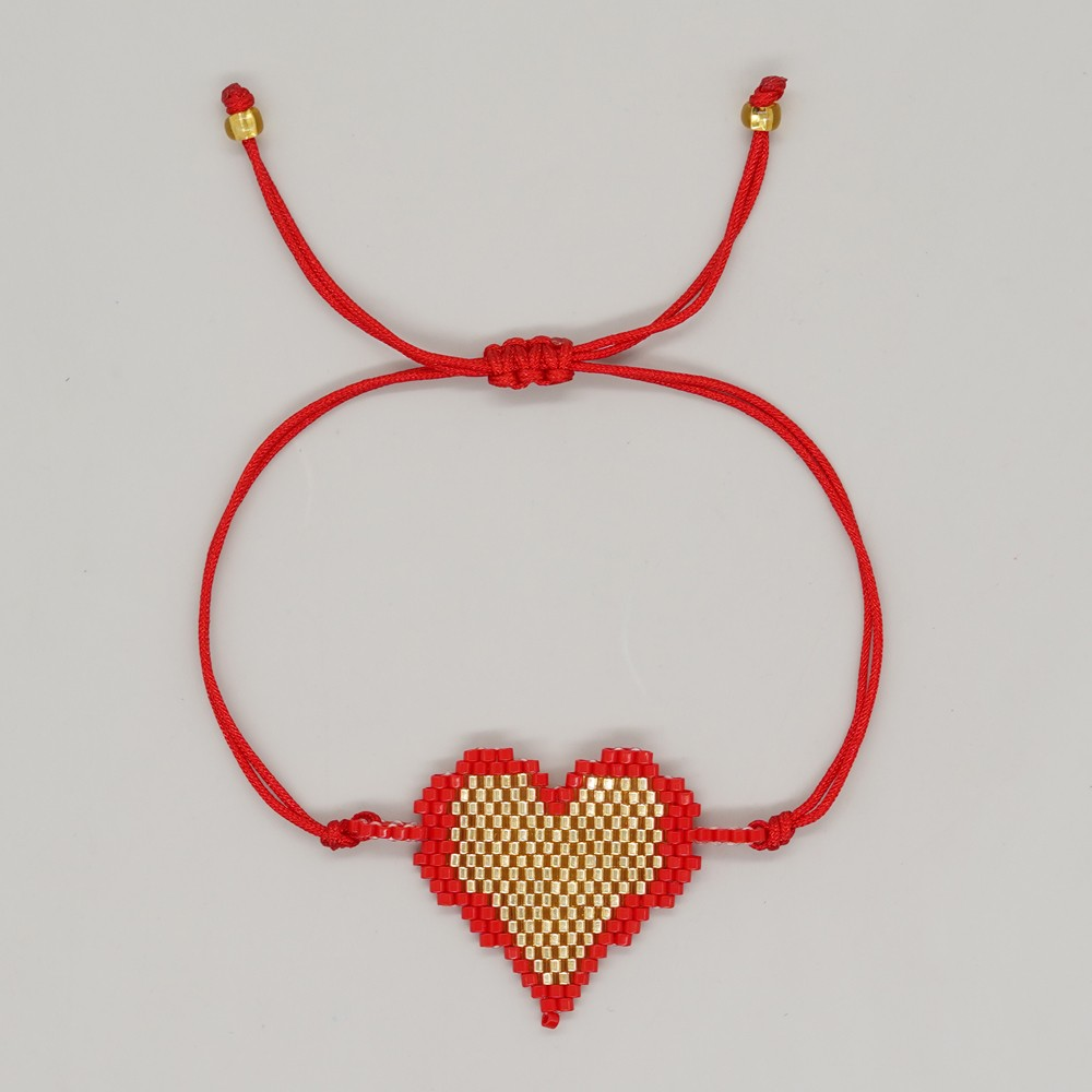 Lady Ethnic Style Heart Shape Glass Rope Knitting Women's Bracelets
