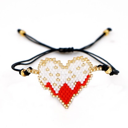 Lady Ethnic Style Heart Shape Glass Rope Knitting Women's Bracelets