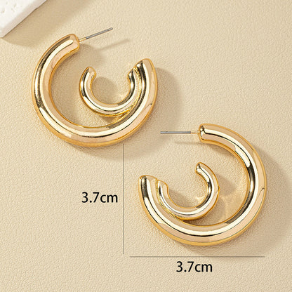 1 Pair Simple Style C Shape Alloy Ear Studs