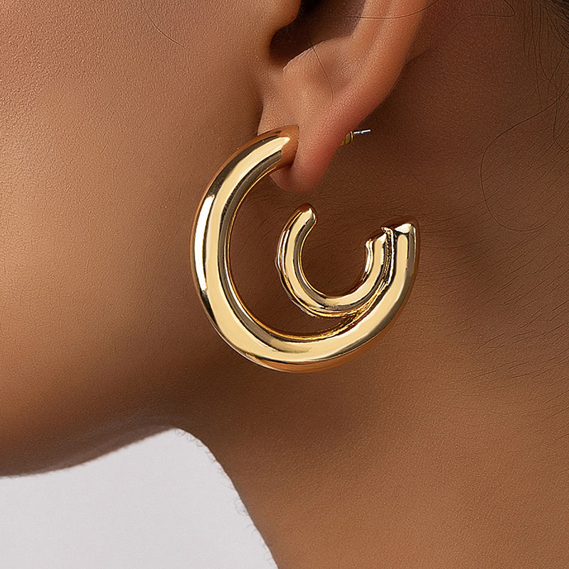 1 Pair Simple Style C Shape Alloy Ear Studs