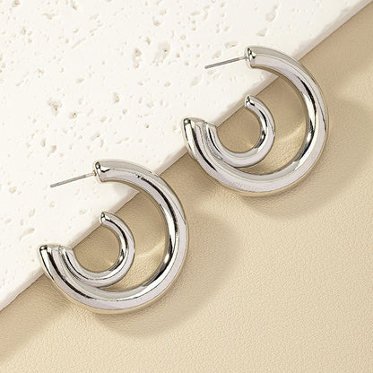 1 Pair Simple Style C Shape Alloy Ear Studs