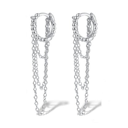 1 Pair Elegant Luxurious Lady Chain Plating Sterling Silver 18k Gold Plated White Gold Plated Drop Earrings