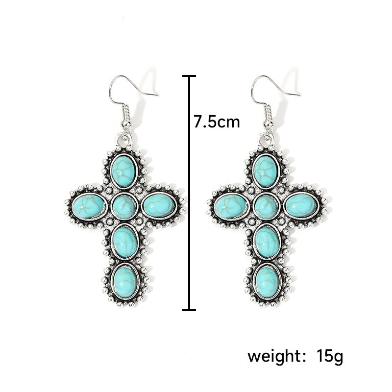 Ethnic Style Round Alloy Turquoise Inlay Turquoise Women's Earrings