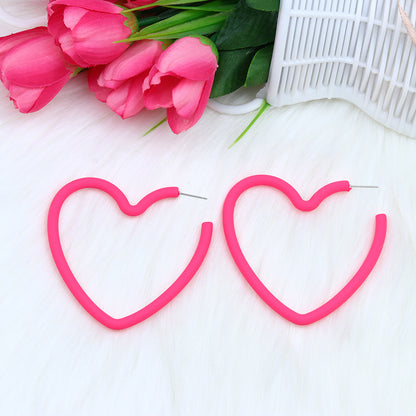 Sweet Heart Shape Arylic Spray Paint Women's Ear Studs