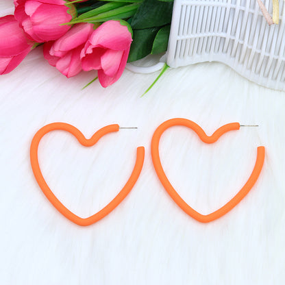 Sweet Heart Shape Arylic Spray Paint Women's Ear Studs