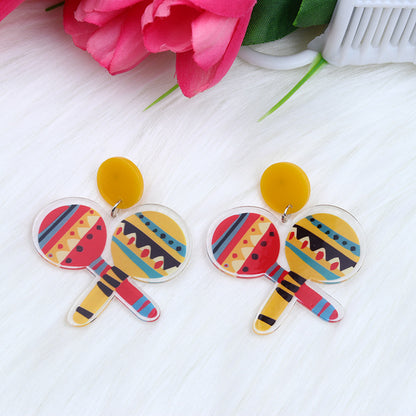 Ethnic Style Cowboy Style Cactus Animal Arylic Asymmetrical Irregular Printing Women's Drop Earrings