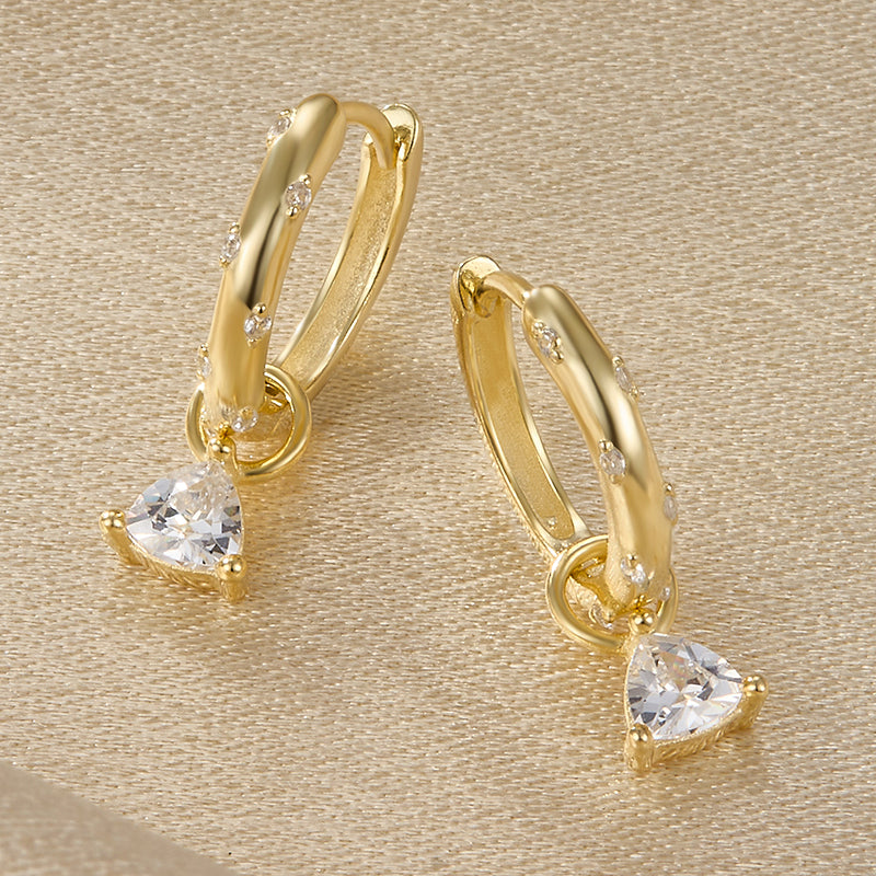 1 Pair Elegant Color Block Plating Inlay Sterling Silver Zircon 18k Gold Plated Drop Earrings