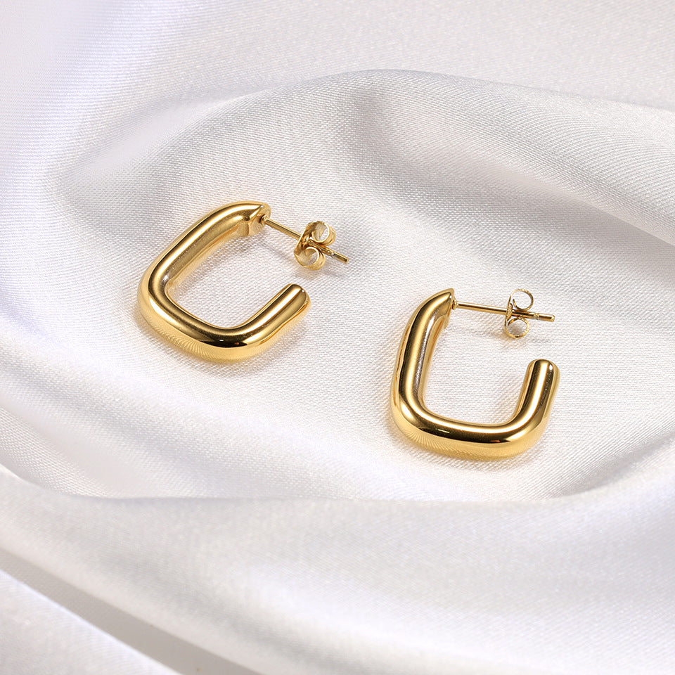 1 Pair Casual Simple Style U Shape Polishing Plating Titanium Steel 18k Gold Plated Ear Studs
